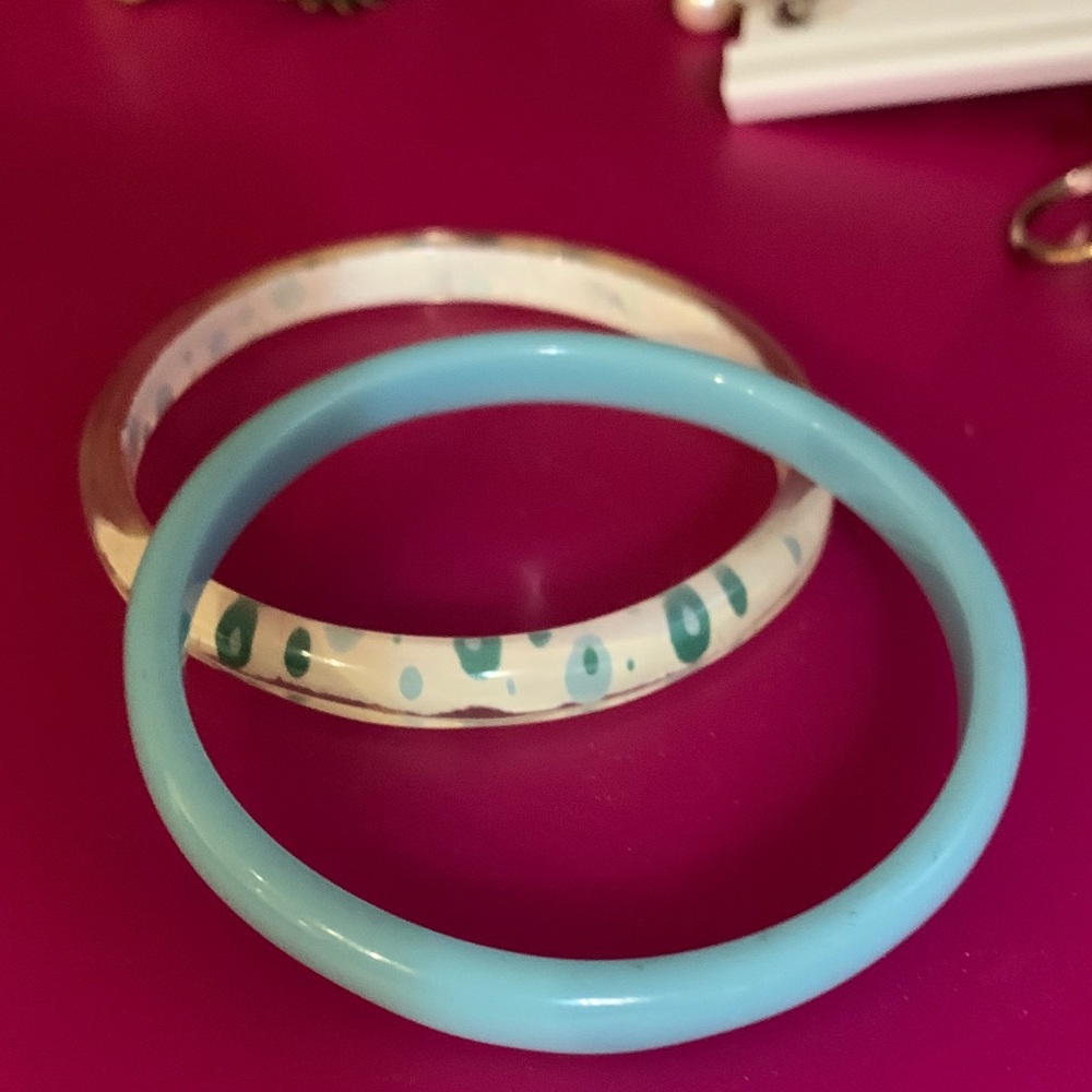 Set of Two Blue and White Bangles for petite wrists
